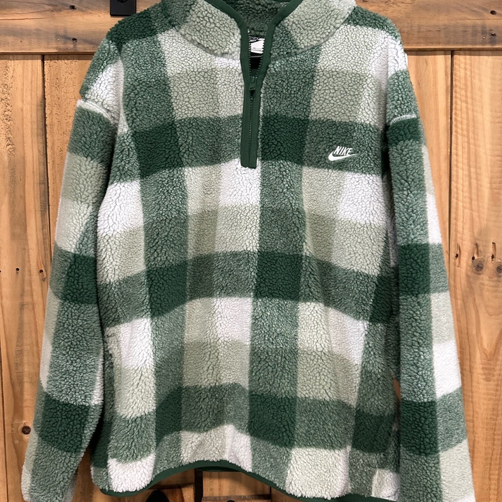 Nike Green and White Checkered Fleece